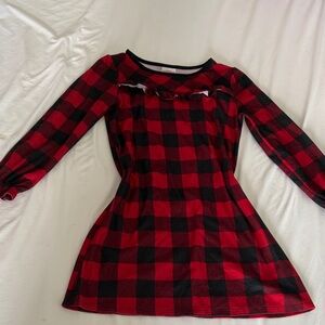 Red and Black Sleepwear Plaid Kids Dress